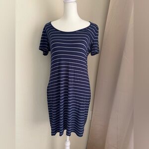Calvin Klein Navy and White Striped Dress